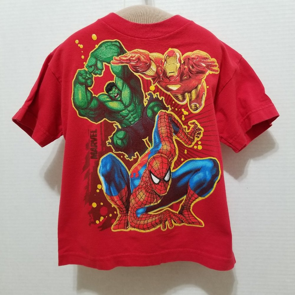 Marvel shirt 7 Incredible Hulk Iron Man Spiderman superhero graphic glittery